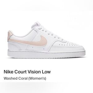 Nike Women's Court Vision Low - White and Coral Sneakers
